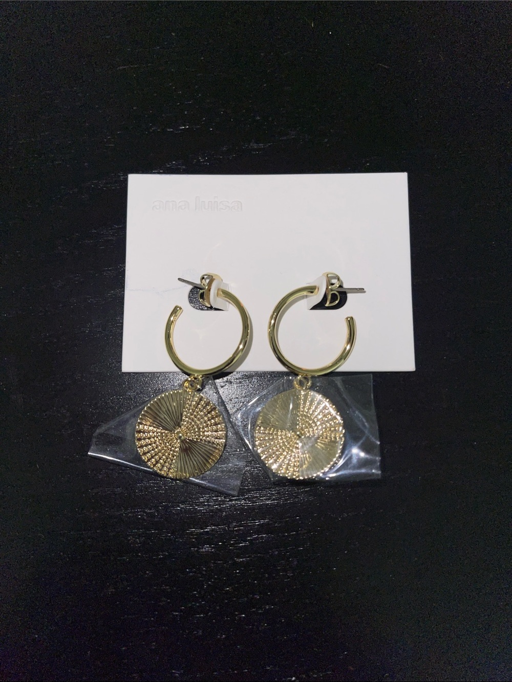 Gold Disc Drop Hoop Earrings - Ana Luisa